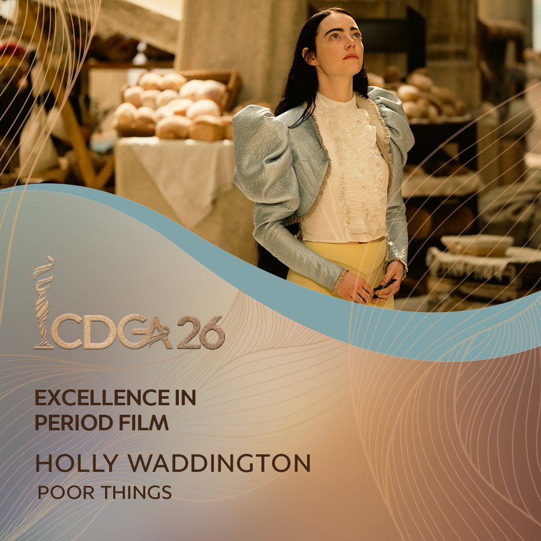 The award for Excellence in Period Film goes to costume designer Holly Waddington for 'Poor Things.' #CDGA @cdglocal892 #CostumeDesignersGuild #CDG892