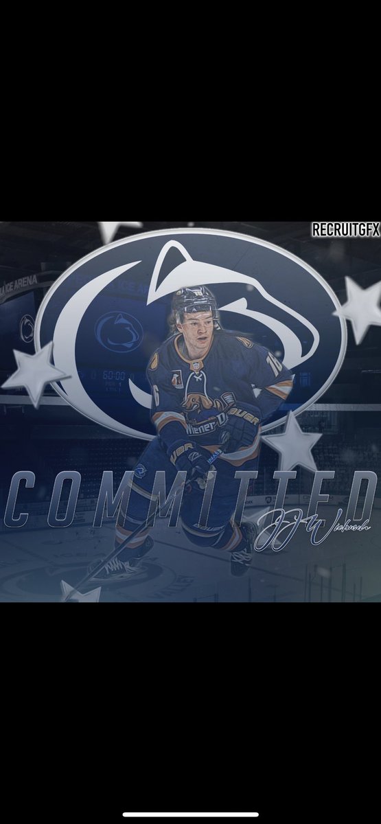 I am extremely proud and honored to announce my commitment to play Division 1 hockey at the Penn State University. I would first like to thank my family for everything they have done. I would then like to thank my friends, coaches, and teammates for helping me get to where I am