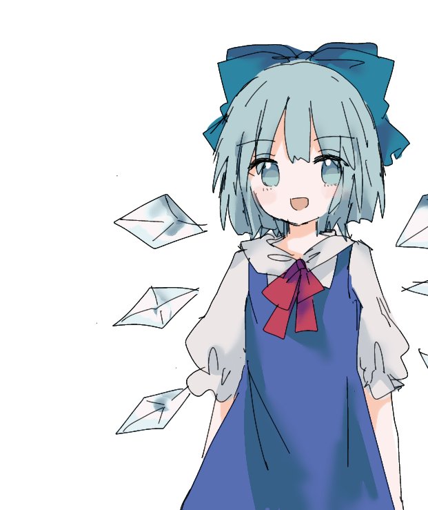 cirno 1girl solo wings blue hair ice ice wings bow  illustration images