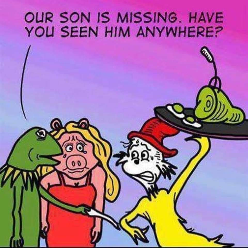 popeyejay1's tweet image. #cartoonhumor #kermit #misspiggy #catinthehat #greeneggs&amp;amp; #ham.