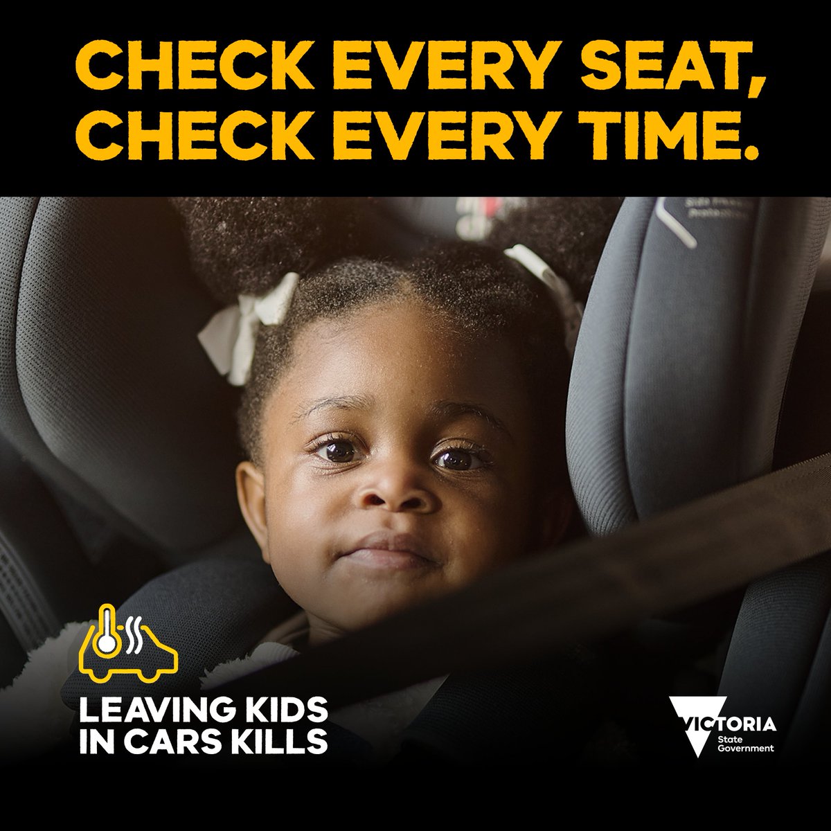 Forgetful moments can turn dangerous for little ones left in cars. Their body temperatures can rise up to 3-5 times faster than adults.
Leaving kids in cars kills. Check every seat, check every time.
For more info on the dangers of leaving kids in cars ➡️ go.vic.gov.au/49cs5es