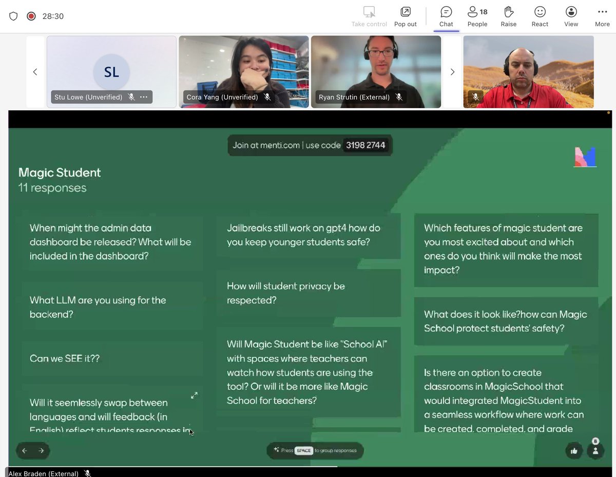j_smigel's tweet photo. What a great call today with my #GenAIforSchools group, along with special guest @adeelorama. Having thoughtful conversations about AI in Education with professionals across the globe was inspiring and energizing! #AiEducation #ASIGZ #EdTech https://t.co/lNqIdJ4aw6