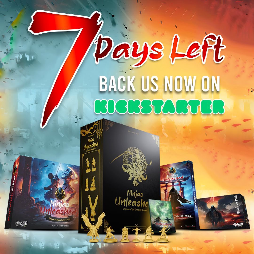 gaiagamez's tweet photo. Time's ticking for the Ninjas Unleashed Kickstarter! Only 7 days left!

Grab the Solo Mode Expansion for an epic solo journey. Plus, get the Co-op mode expansion for FREE, delivering endless ninja thrills!🎁🔥

Unleashed revolution! Secure your copy today! https://t.co/ojNvcVm2VF https://t.co/9MNbnzHkgb