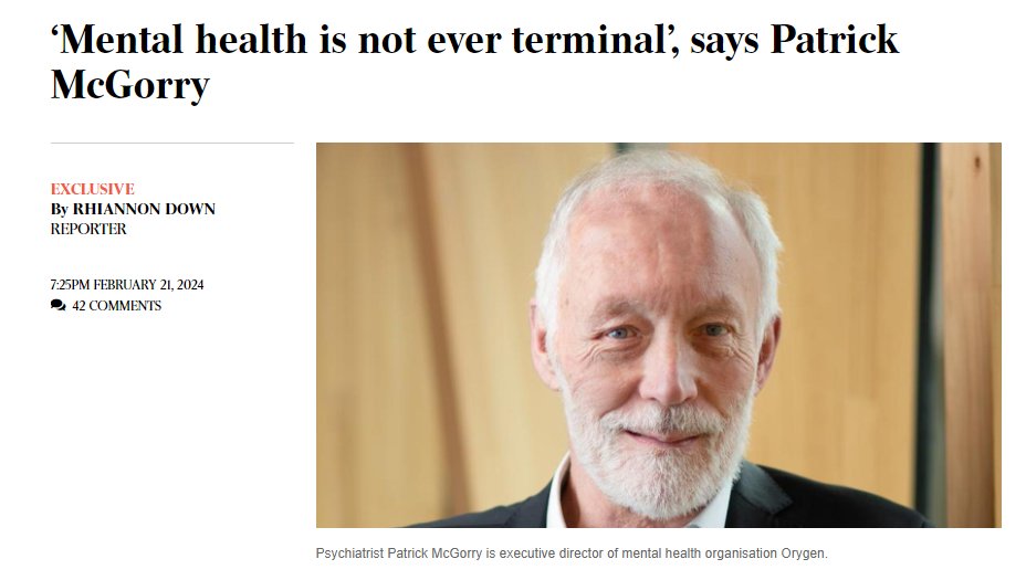 Orygen (@orygen_aus) on Twitter photo “There’s always hope of recovering.”
<a href="/PatMcGorry/">Patrick McGorry</a> explains in today’s <a href="/australian/">The Australian</a> why we need more funding for mental healthcare, not talk of euthanasia.
Read in full: bit.ly/49IrrWf “There’s always hope of recovering.”
<a href="/PatMcGorry/">Patrick McGorry</a> explains in today’s <a href="/australian/">The Australian</a> why we need more funding for mental healthcare, not talk of euthanasia.
Read in full: bit.ly/49IrrWf