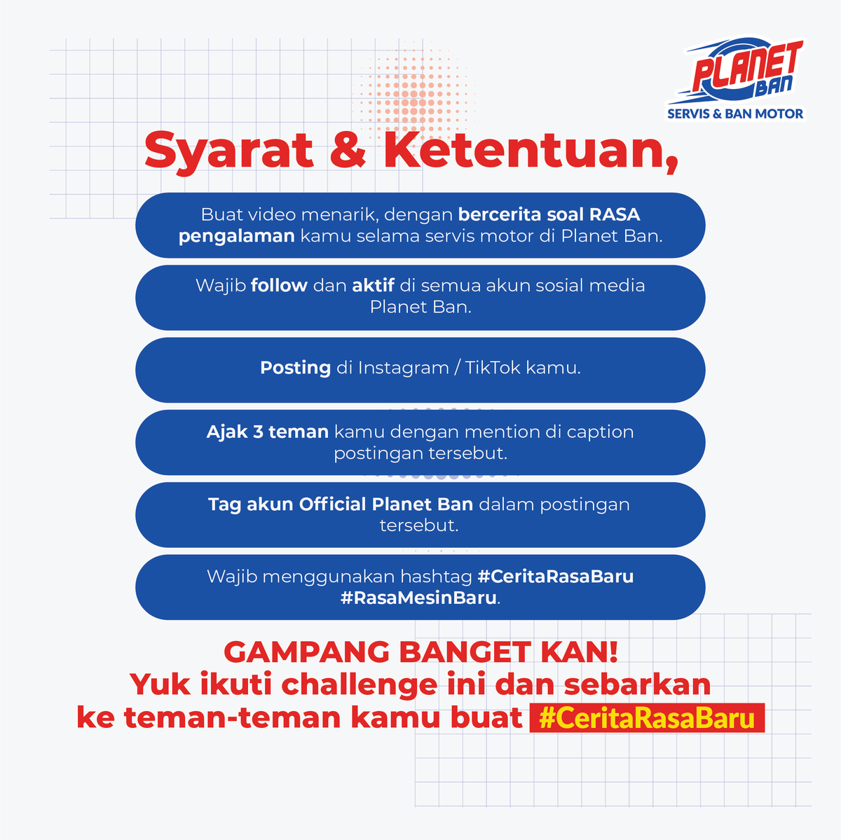 CUKUP BERCERITA BISA DAPETIN HADIAH JUTAAN RUPIAH DAN LOGAM MULIA???😱😳

Yap! Kamu bisa dapetin hadiah jutaan rupiah, logam mulia dan lainnya dengan ikutin challenge #CeritaRasaBaru dari Planet Ban~

Caranya? Slide sampai akhir yaaa, Planeters! 🥳🙌🏻