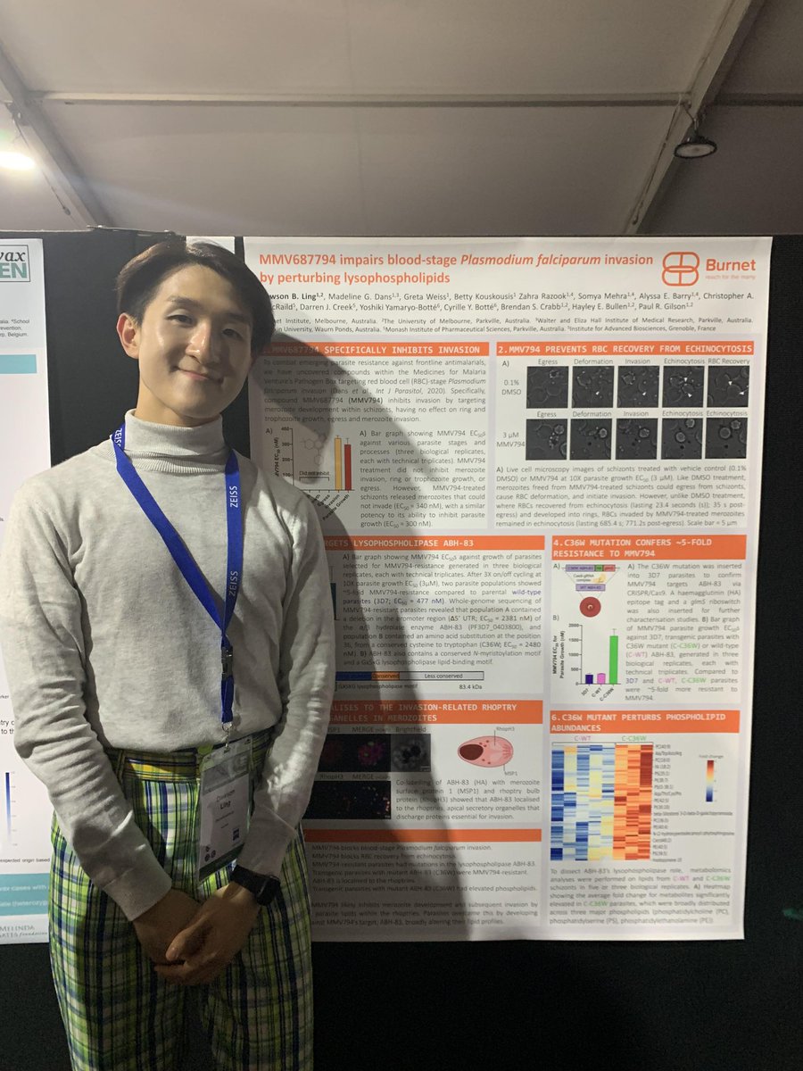 DawsonLing's tweet photo. Had an absolute blast at the MAM2024 conference, here's a photo of me with my poster in unflatteting lighting. Was so grateful for the opportunity to present and absorb everyone else's malaria wisdom. #MAM2024 @MAMLorne https://t.co/WELJ1kPkce
