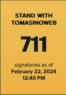 We've reached the magic number. STAND WITH TOMASINOWEB!

standwithtomasinoweb.com