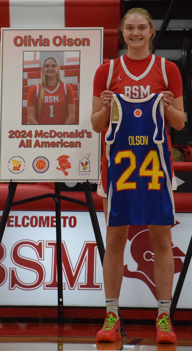 Tuesday night @OliviaOlson2024 received her McDonald’s All-American jersey before our game.