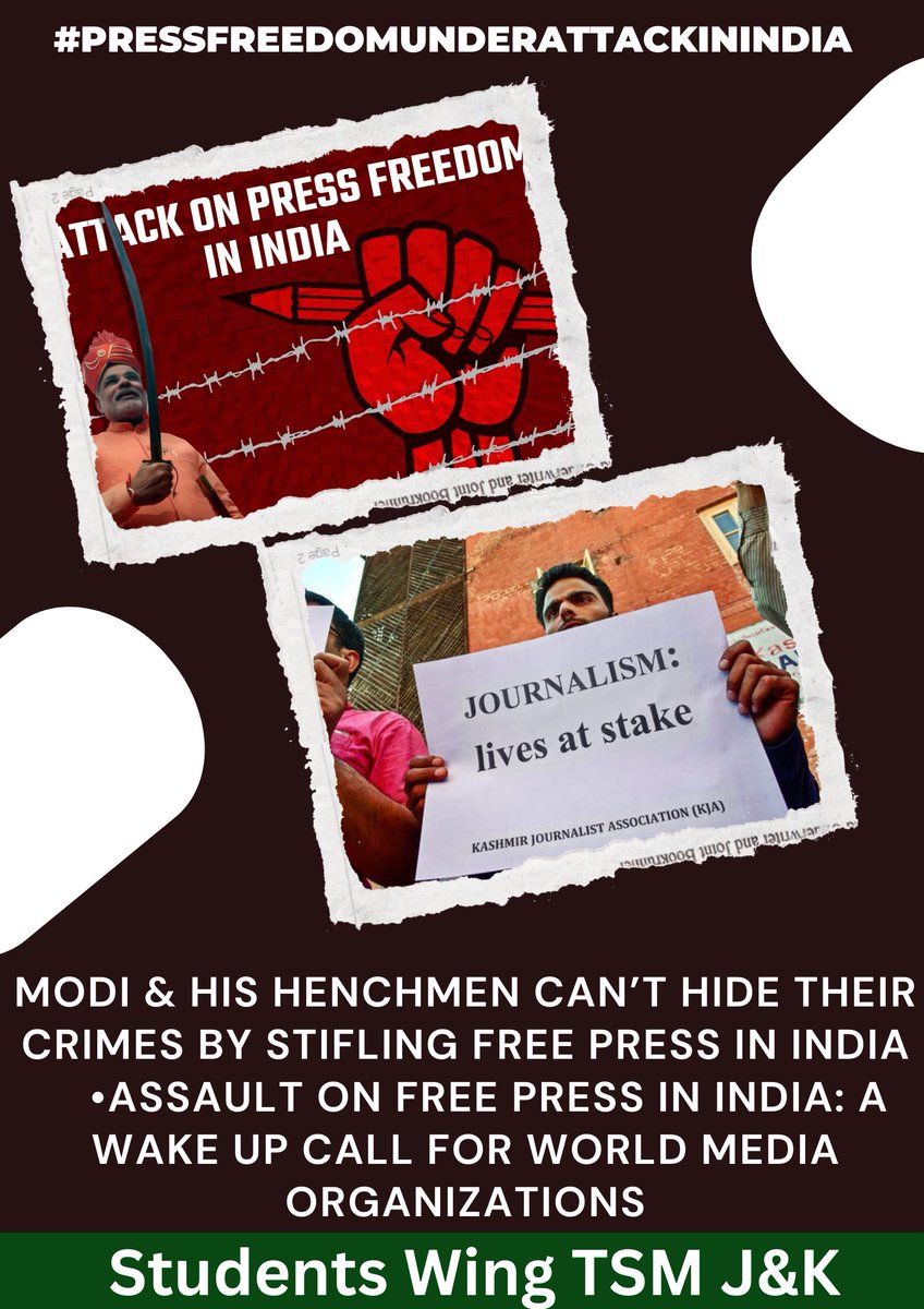 arshidawan101's tweet photo. #PressFreedomUnderAttackInIndia

    •Modi regime is trampling basic principles of press freedom in India
    •Recently, Modi regime forced French journalist Vanessa Dougnac to leave India for her reporting on Kashmir &amp; other flashpoint topics https://t.co/wKLLKedD6Z