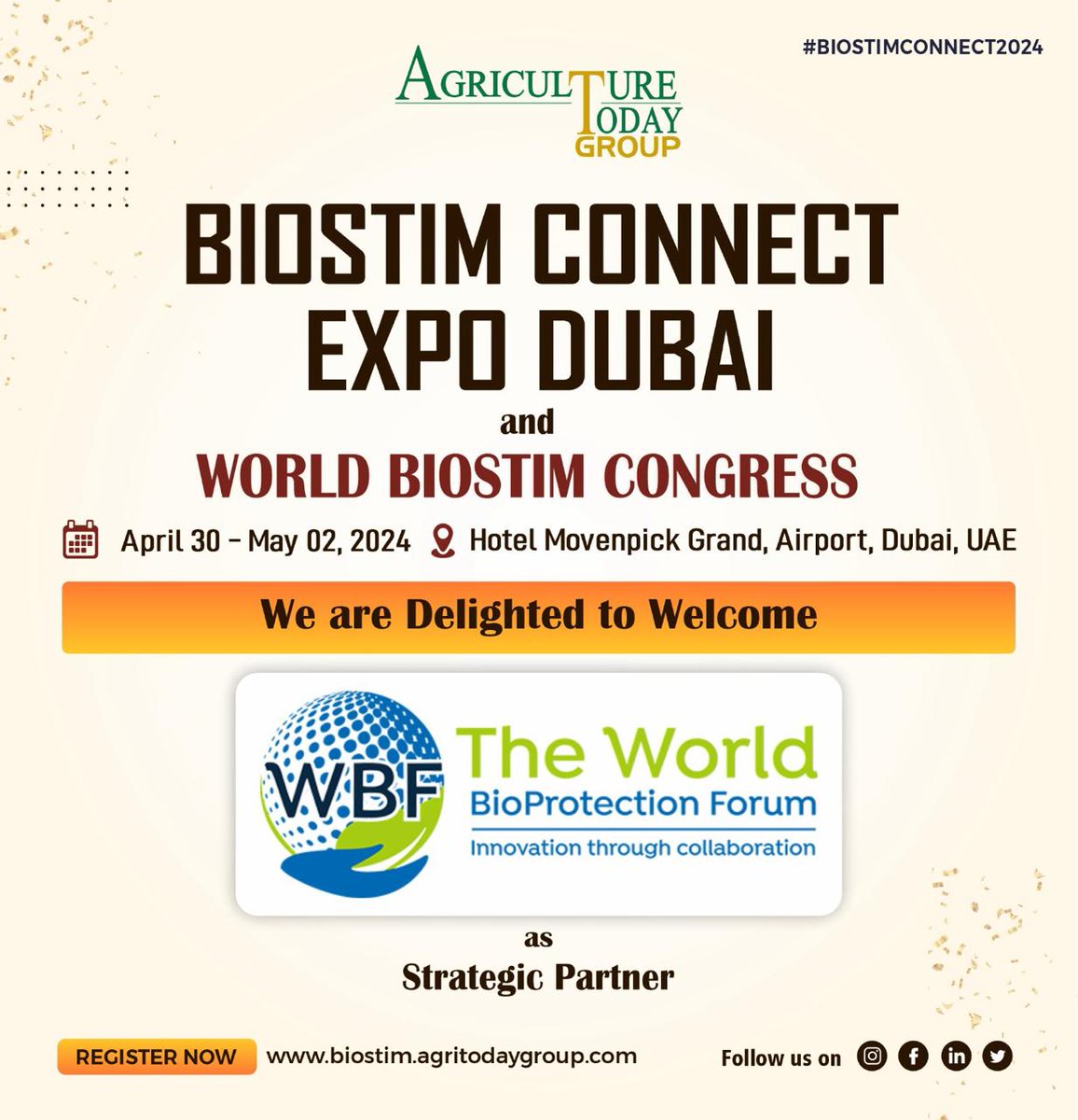 Agriculture Today Group (@agri_today) on Twitter photo We are delighted to welcome <a href="/WBForum_/">World BioProtection Forum</a> as our Strategic Partner at Biostim Connect Expo and Conference 2024, April 30 – May 2, #Dubai
🌱Register Now - biostim.agritodaygroup.com
#BiostimConnect2024 #agriculture #innovation #biostimulants #biological #UAE #soybeans #sustainable We are delighted to welcome <a href="/WBForum_/">World BioProtection Forum</a> as our Strategic Partner at Biostim Connect Expo and Conference 2024, April 30 – May 2, #Dubai
🌱Register Now - biostim.agritodaygroup.com
#BiostimConnect2024 #agriculture #innovation #biostimulants #biological #UAE #soybeans #sustainable