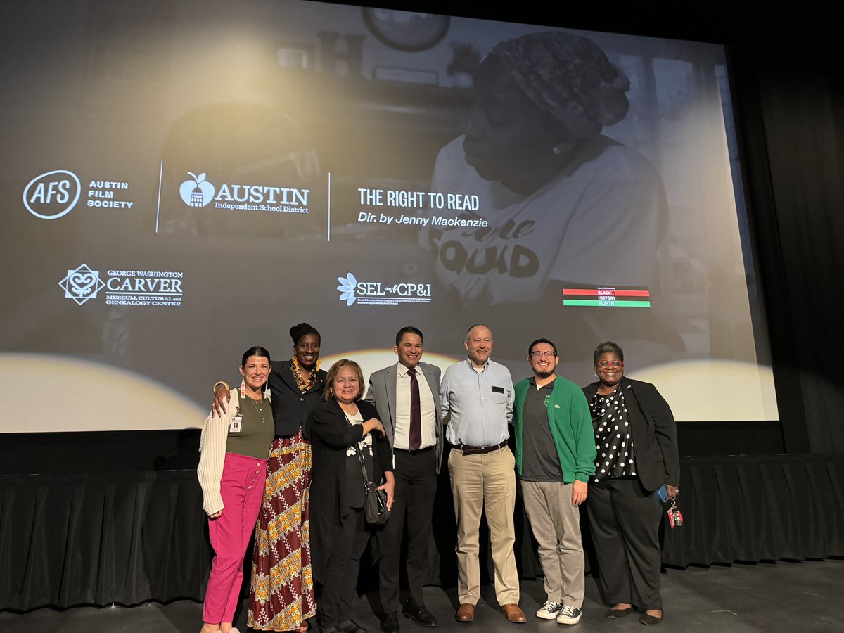 Thank you @austinfilm for your partnership 🫱🏽‍🫲🏾tonight’s viewing of @RightToReadFilm was powerful! The dedication of our district was evident in the presence of our superintendent @Matias_AISD & board members @ofeliaforaisd @david_kauffman @gonzalesforaisd @hunterforAISD #BHM