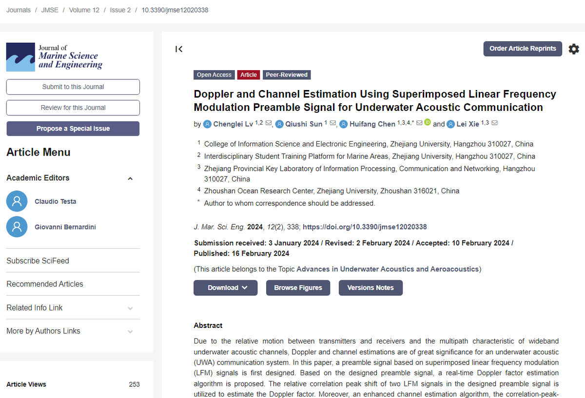 TedDu_mdpi's tweet photo. #NewArticle
Doppler and Channel Estimation Using Superimposed Linear Frequency Modulation Preamble #Signal for #Underwater #Acoustic #Communication
https://t.co/jHlzFApIX0
by Chenglei Lv et al.
#mdpitopics via @JMSE_MDPI
#Dopplerestimation #channelestimation https://t.co/2NurtSdD69