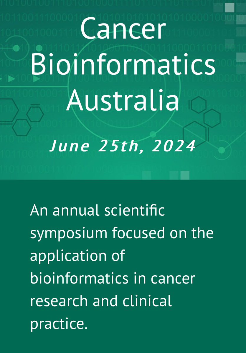 Save the date! Have you heard the we are running a cancer bioinformatics symposium in June? Registration and abstract submission are opening soon! cancerbioinformatics.au