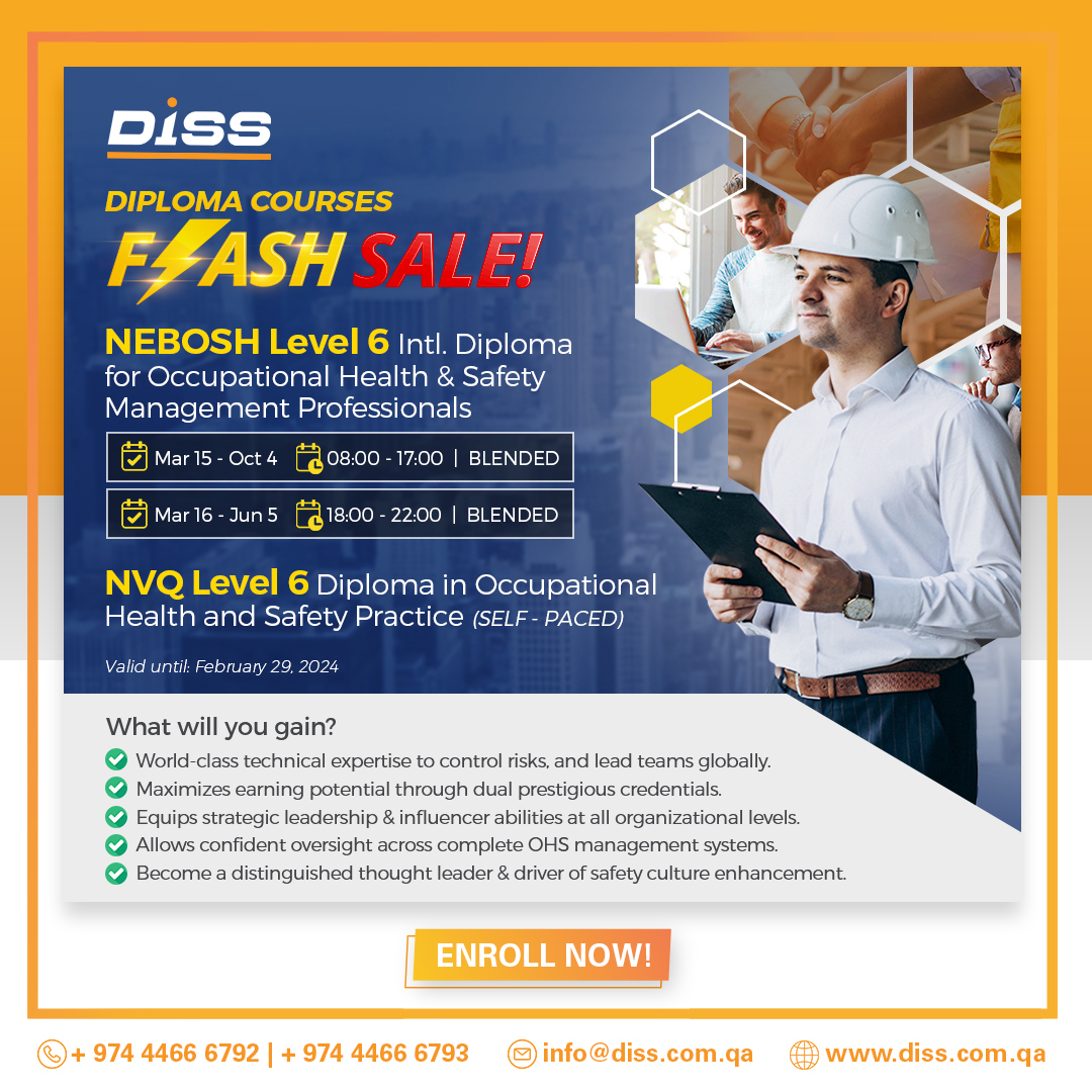 DISSQtr's tweet image. SAVINGS ALERT!!

Our Diploma Courses Flash Sale is still in full swing! 

HURRY! Offer ends on February 29th!

Acquire top-notch expertise with a BIG DISCOUNT!

Don't Miss Out!

SECURE YOUR SPOT NOW!
Call: +974 44666792/93
Email: info@diss.com.qa

#DISS #IDIP #NVQL6