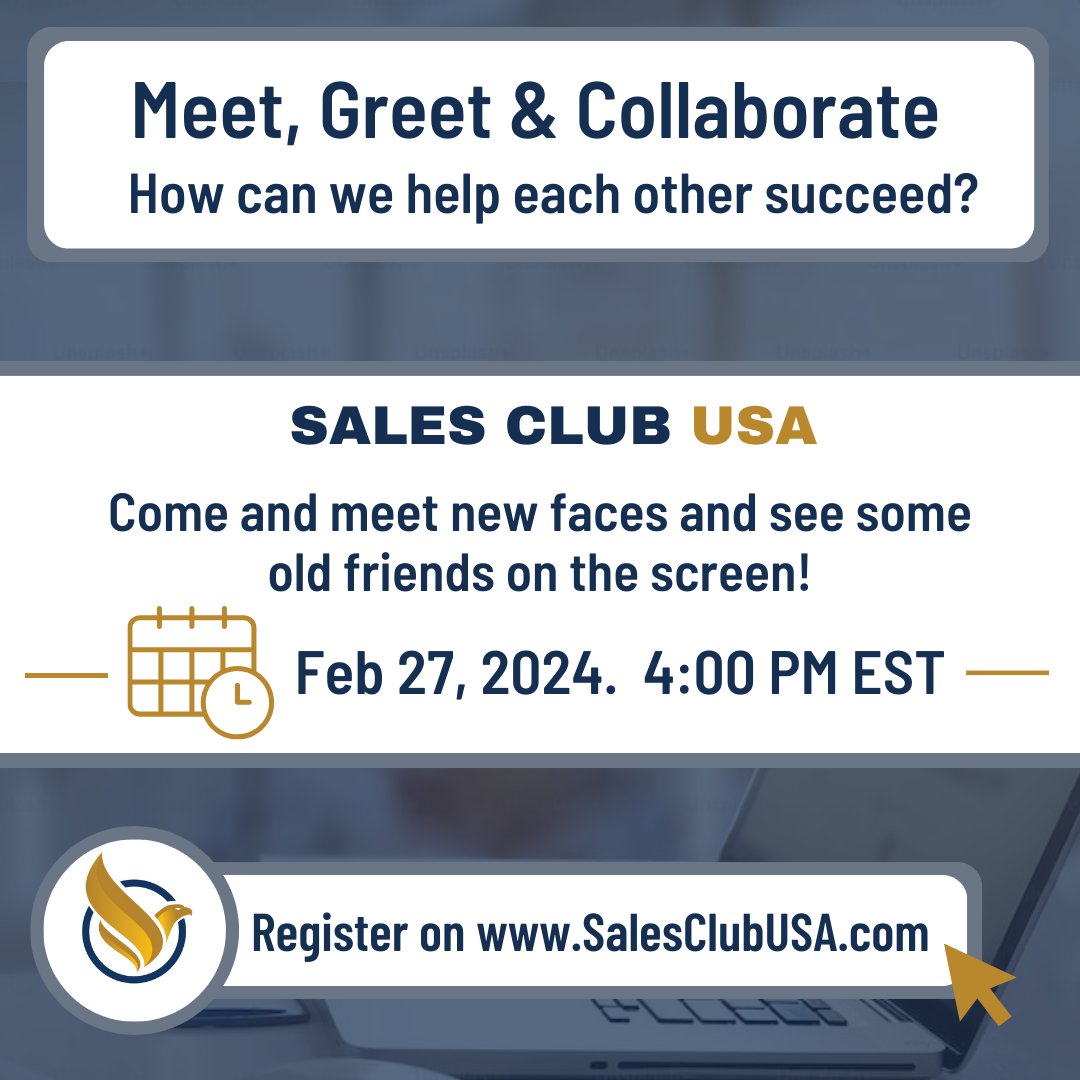 Who's up for virtual networking? On Tuesday, February 27th at 4PM EST, come meet new people and let's explore ways to collaborate in business.

FREE to attend. No registration required.
us02web.zoom.us/j/86406469152

#networking