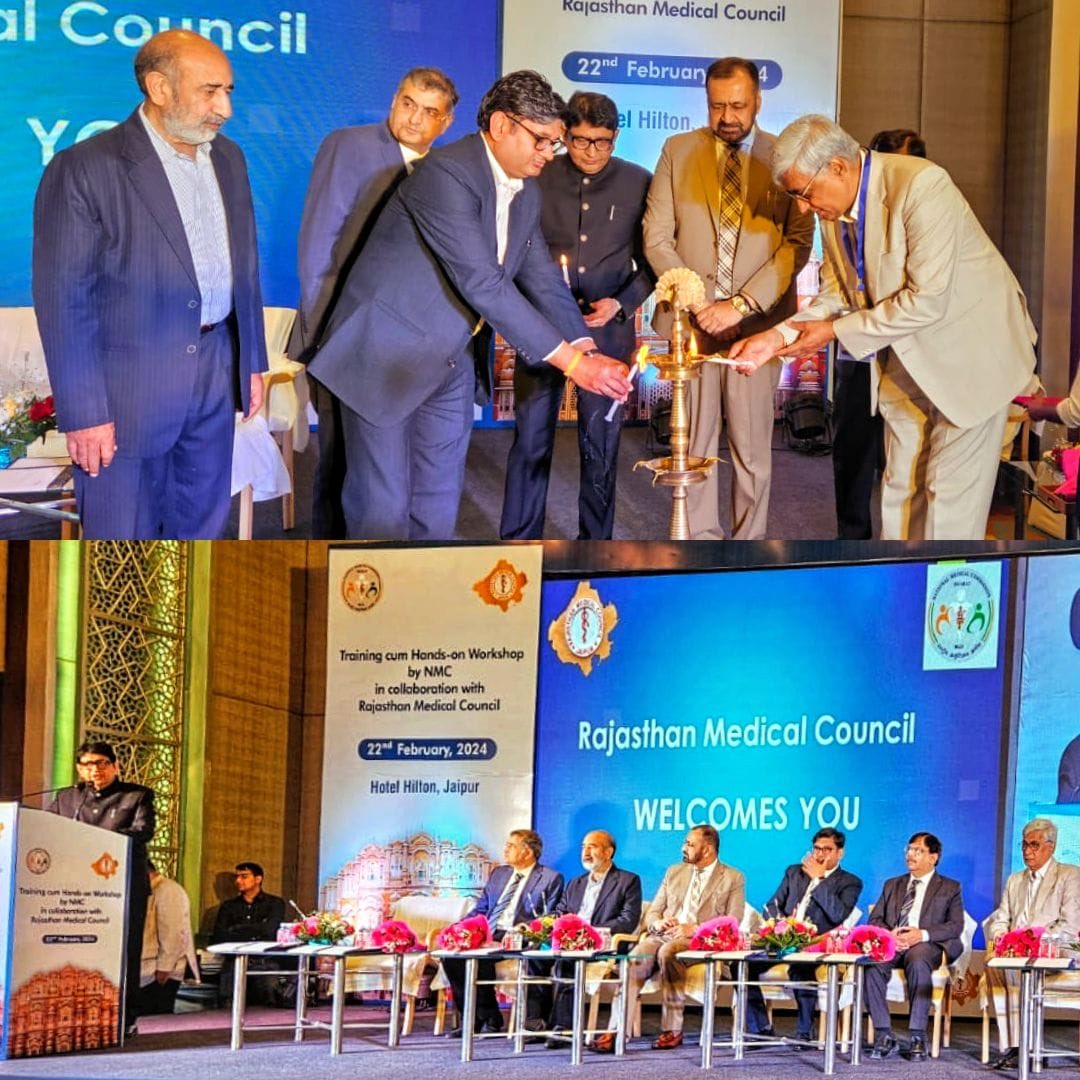 Inauguration of the 'Training cum Hands-on Workshop' by NMC in collaboration with Rajasthan Medical Council.
#MedicalTraining  #NMC #RajasthanMedicalCouncil