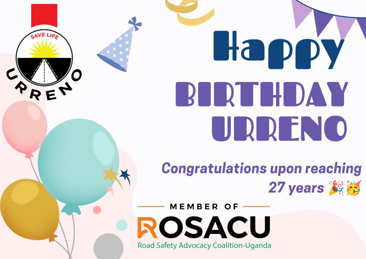 🎉 Congratulations on reaching an incredible 27 years to the Chairperson @ROSACUg Fred Tumwine, the ED @URRENO1 on this remarkable journey. Together, we continue to champion #RoadSafetyUG. Here's to more years of impactful work ahead! @MoWT_Uganda @IncubatorGHAI @grspartnership