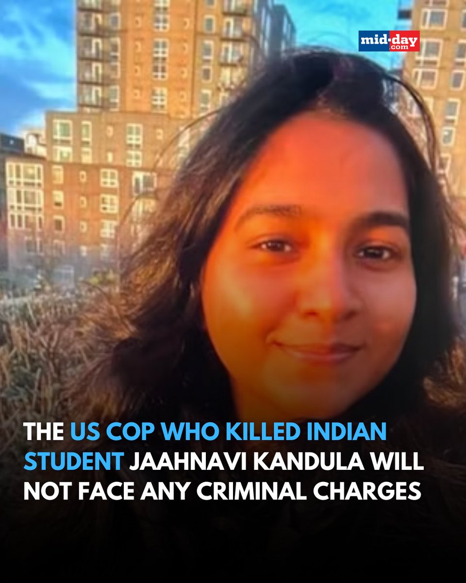 mid_day's tweet photo. Jaahnavi Kandula was killed by a speeding police car while crossing a street in Seattle.
#USCop #IndianStudent #JaahnaviKandula #JaahnaviKandulaDeath #Seattle #News #NewsUpdates https://t.co/JAafnWMwBY