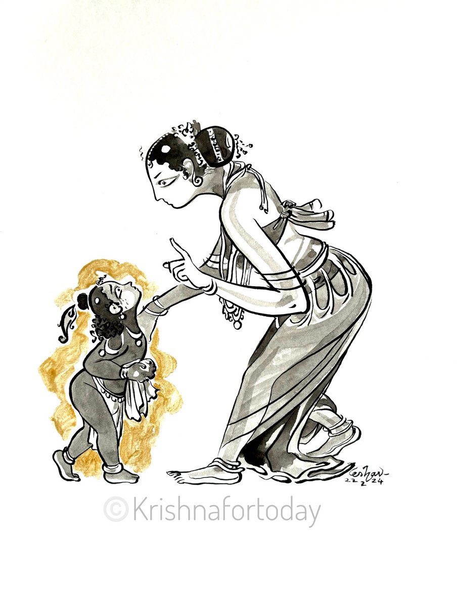 Chith-chor #YashodaKrishna. #brushpen #Watercolour #Bhakti #Bhagavatham #Krishnafortoday