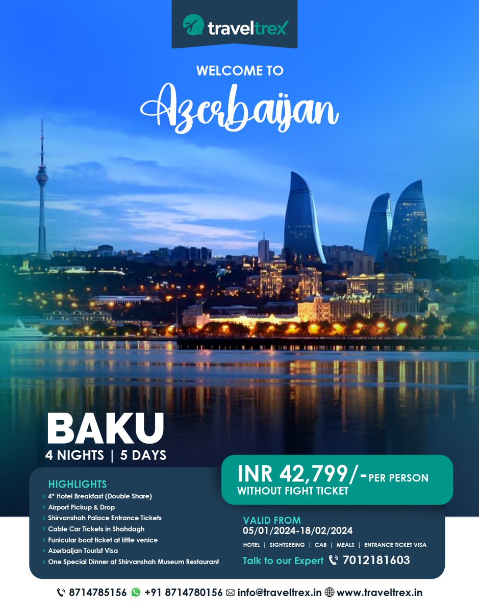 Book your unforgettable Azerbaijan adventure today!
#indiatoazerbaijan #travelgoals #keralatotheworld #ᴋᴇʀᴀʟᴀɢʀᴀᴍ #travelblogger #InstaTrip #exploremore #bucketlistdreams #postcardsfromtheworld