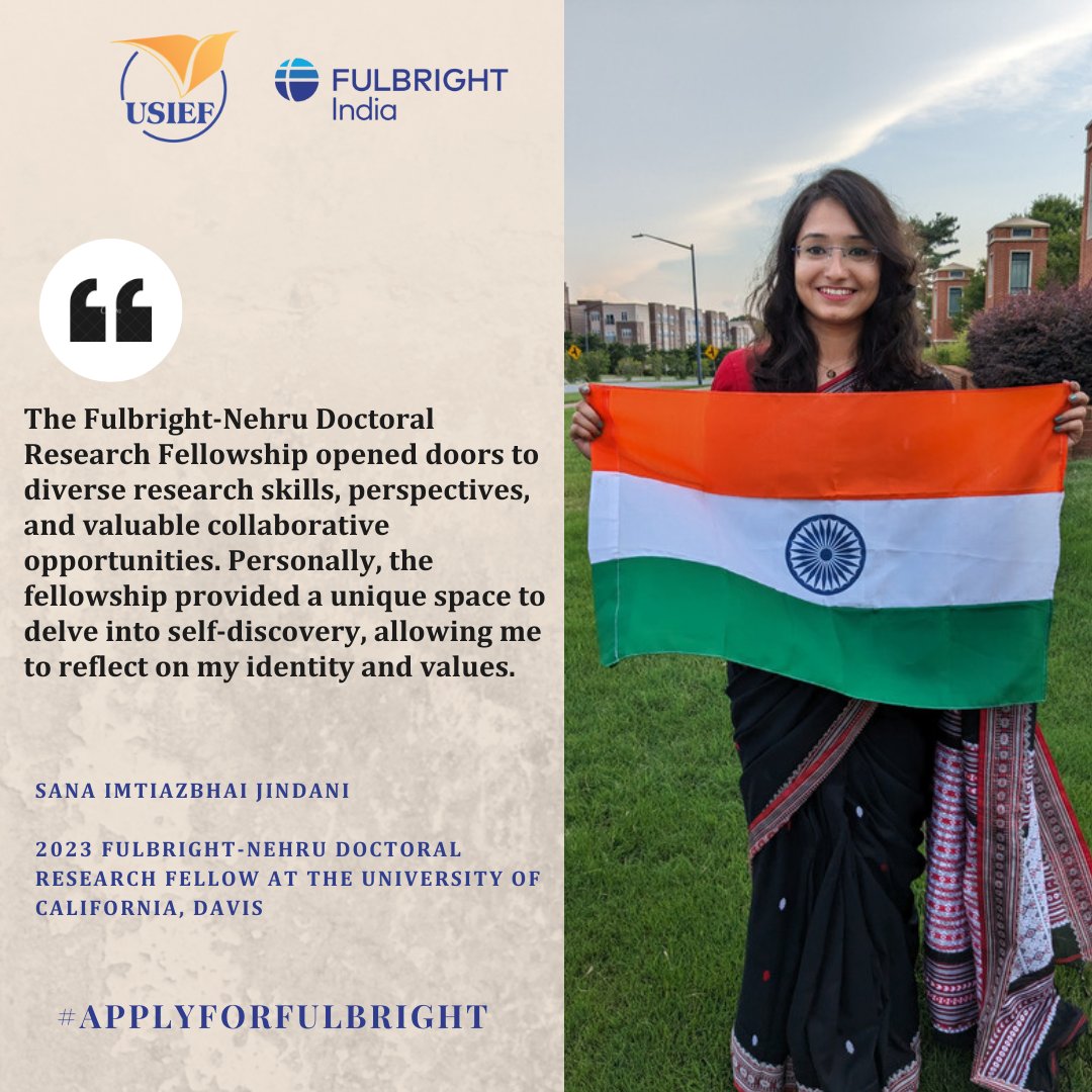 📢The 2025-26 Fulbright-Nehru Doctoral Research Fellowships are now open! These fellowships are designed for Indian scholars who are registered for a Ph.D. at an Indian institution. Deadline to apply: July 15, 2024