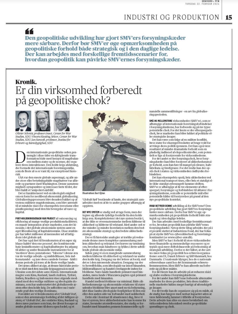 Olivier Schmitt (@olivier1schmitt) on Twitter photo Er din virksomhed forberedt på geopolistike chok?
Ny kronik I Erhverv+ med kolleger <a href="/vckeating/">Vincent Keating</a> og Jan Stentoft Er din virksomhed forberedt på geopolistike chok?
Ny kronik I Erhverv+ med kolleger <a href="/vckeating/">Vincent Keating</a> og Jan Stentoft