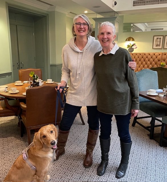 My friend Louise Penny and me (and Muggins). The morning after the Detection Club dinner. Catching up on SO much gossip - what more could I want. Perfect host!