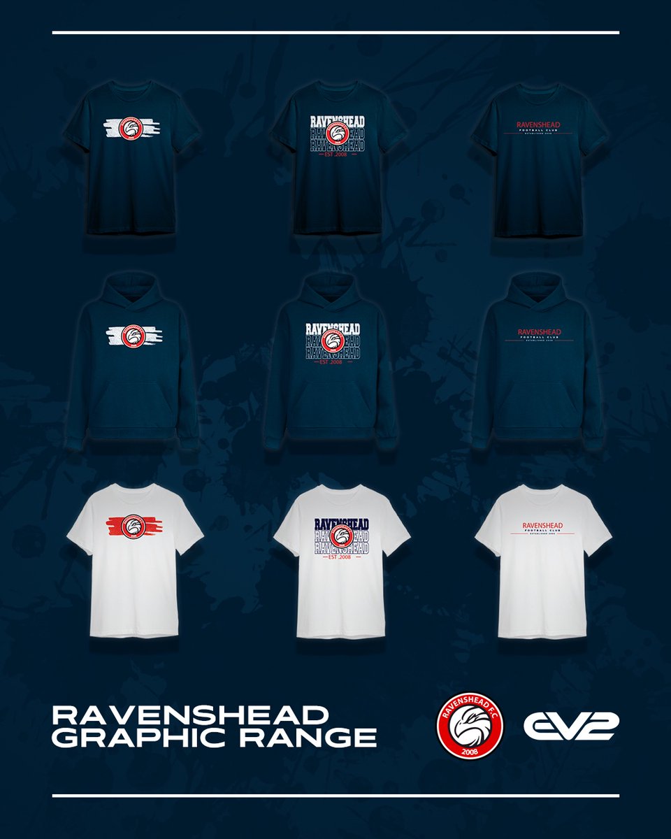 The brand-new @RavensheadF Graphic Range is HERE ‼️ Head online to shop the full range which includes a number of tees and hoodies with unique designs: bit.ly/EV2RHFC #EV2 | #RavensheadFC | #DesignWithoutLimits