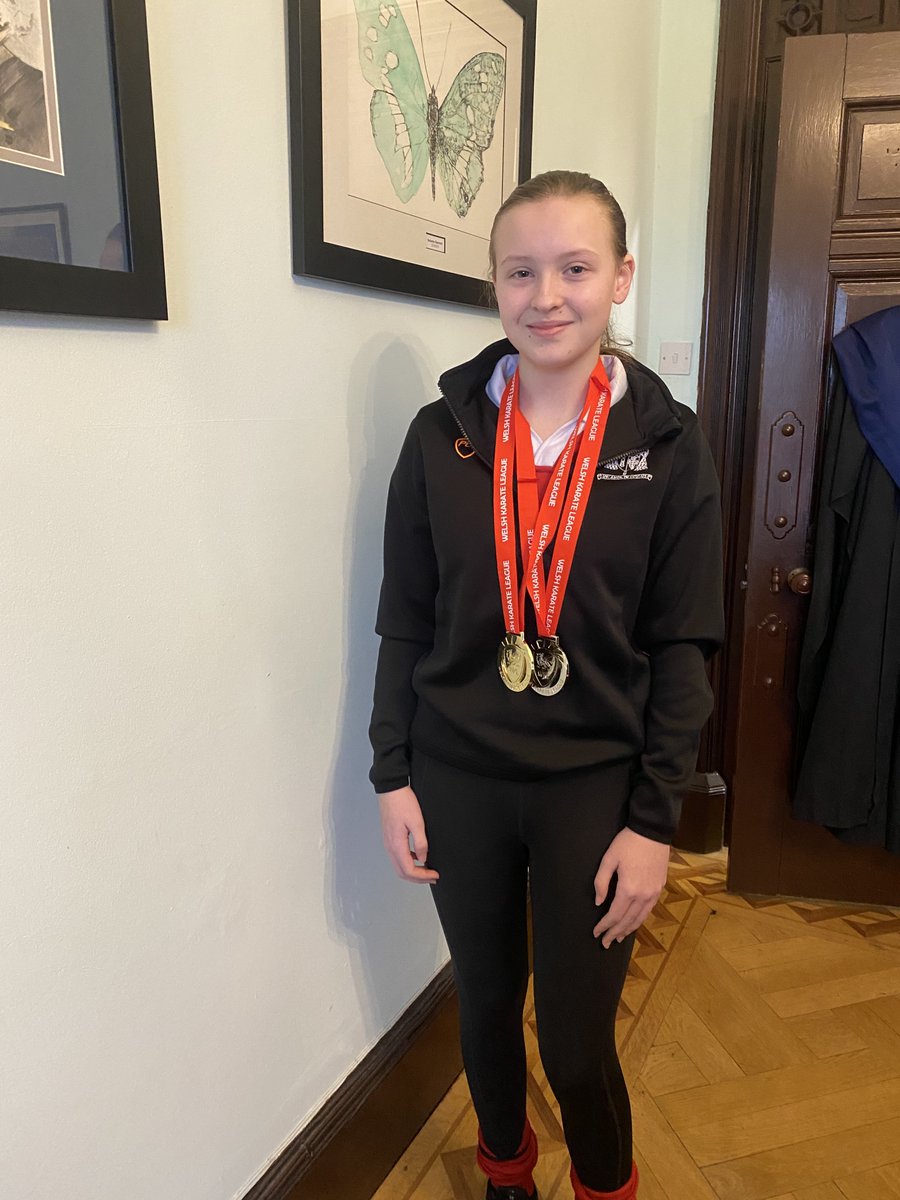 SJC_Seniors's tweet photo. Congratulations to Nell D, #SJCR13, who achieved a Gold Medal for Kumite and Silver Medal in Kata fighting in the Welsh Karate League U14s.
#SJCSport #SJCAchievement #SJCSeniors https://t.co/zLGEsqj1cw