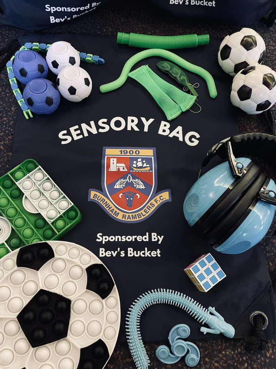 BurnhamRamFC's tweet photo. We are proud to announce that Burnham Ramblers Football Club will be providing sensory packs free of charge for hire on matchdays at Leslie Stadium. The sensory bags are designed to enhance the experience of fans who may find the atmosphere at live football more challenging ⚽️🔵 https://t.co/r8QL7mxUEJ