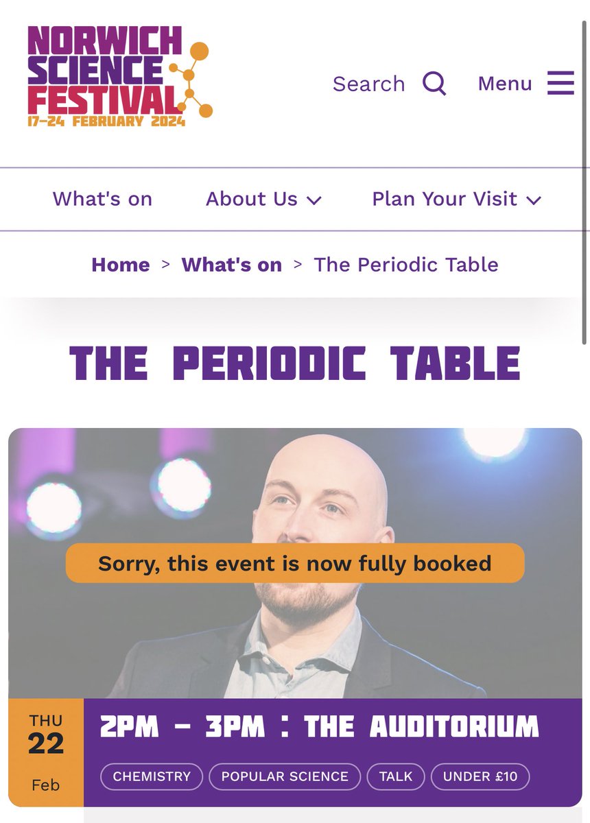 Dr Jamie Gallagher (@jamiebgall) on Twitter photo Lovely to be back for <a href="/NorwichSciFest/">Norwich Science Festival</a> with <a href="/cosmicshambles/">The Cosmic Shambles Network</a>. Todayās guided tour of the period table is totally sold out. Canāt wait to meet all the element hunters later. Lovely to be back for <a href="/NorwichSciFest/">Norwich Science Festival</a> with <a href="/cosmicshambles/">The Cosmic Shambles Network</a>. Todayās guided tour of the period table is totally sold out. Canāt wait to meet all the element hunters later.