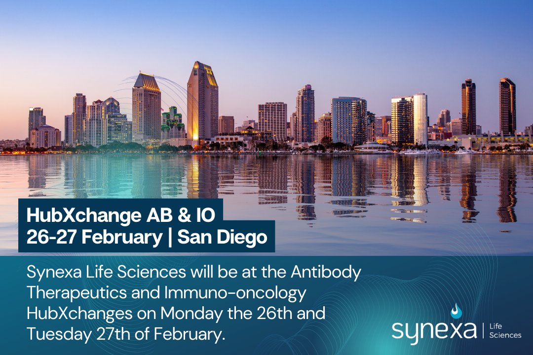 Synexa will be at the hubXchange Antibody Therapeutics &amp; Immuno-oncology events next Monday and Tuesday in San Diego!

#Synexa #lifesciences #hubxchange #biomarker #bioanalysis
