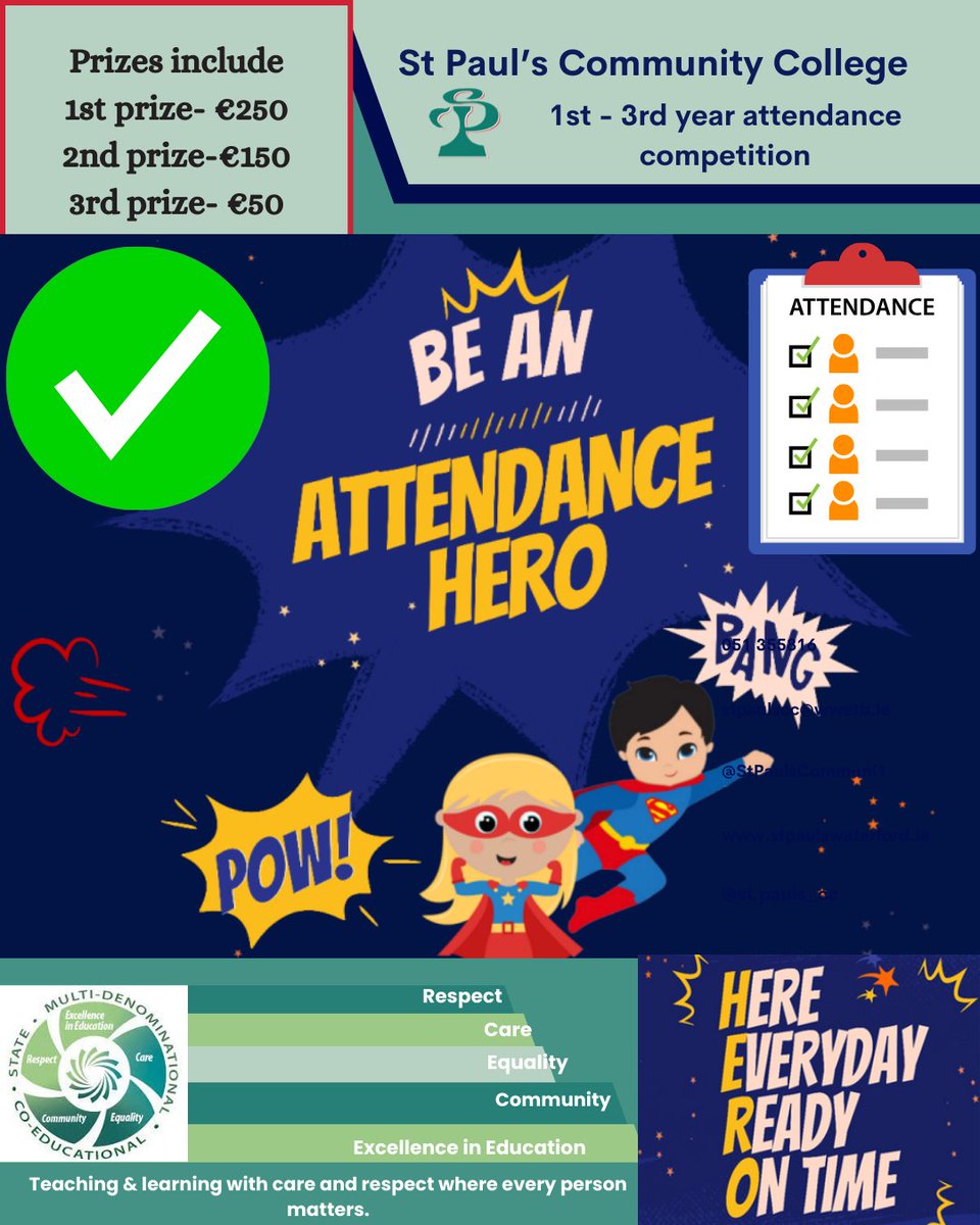"We are asking our students to be a superhero". #AttendEveryday #Safe #Positive #Care #Community