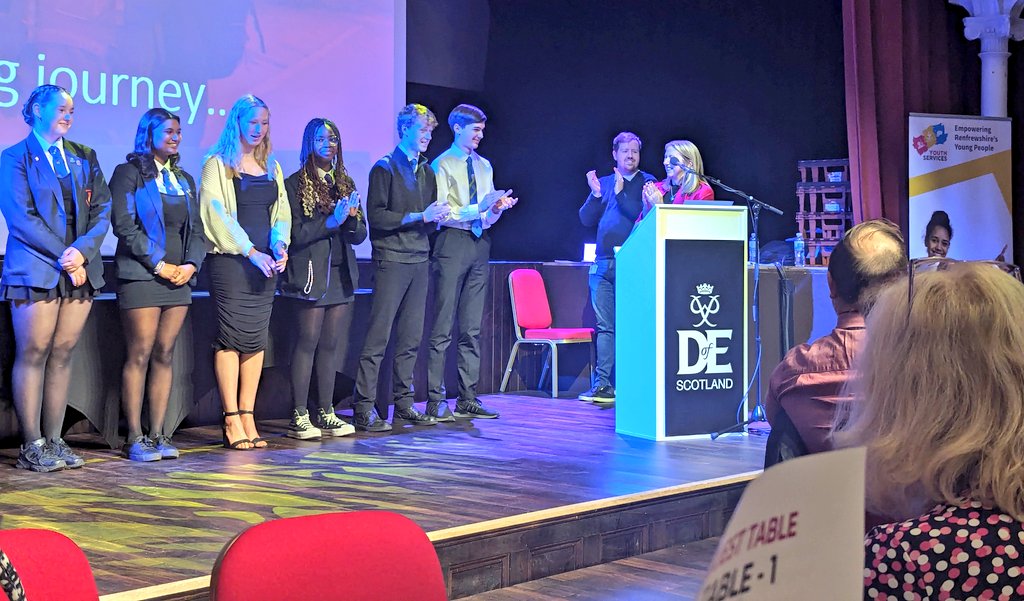 PeteMoir's tweet photo. Wow! What a brilliant DofE Celebration at Paisley Town Hall. Congratulations to @RenCouncil @DofeRenYouth @FiYouthServices  for your wonderful event and the impact you have had on so many young people. @DofEScotland https://t.co/5OjF9rRvc6