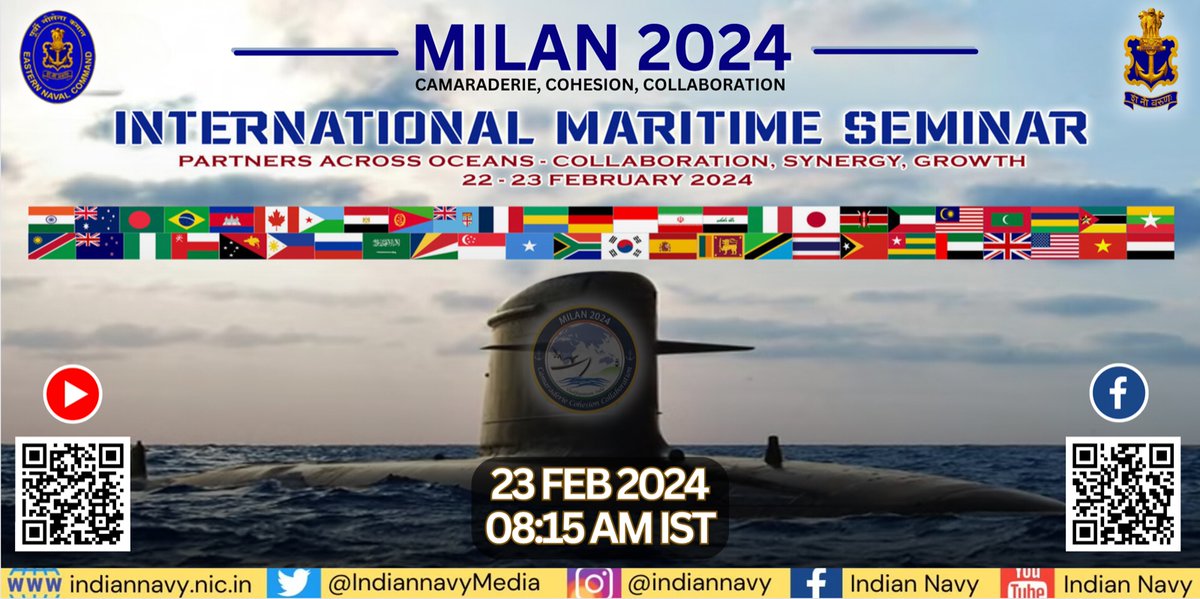 #MILAN2024 
🗓️ 2⃣3️⃣ Feb
⏲️08:15 AM IST
📍#Visakhapatnam.

Witness Day 2 unfold at the #InternationalMaritimeSeminar! as participants deliberate measures for secure, sustainable and prosperous maritime realm through dialogue and partnership
 
📹 Join us Live on
➡️🔗