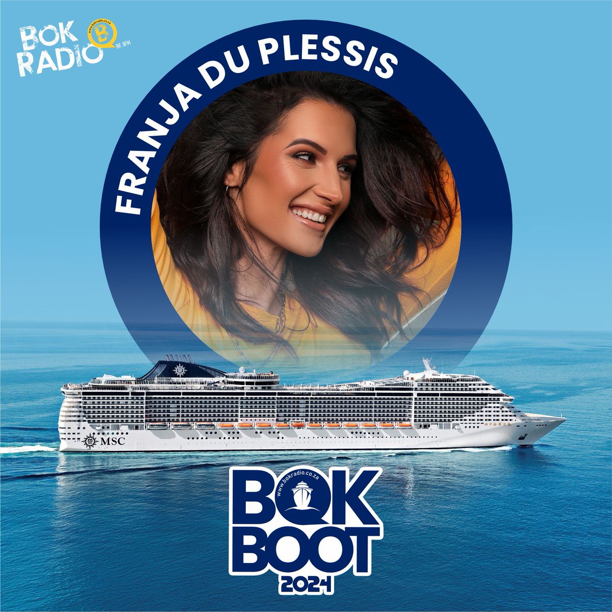 BokRadio's tweet photo. Het jy al Franja du Plessis en Ruan Josh se splinternuwe enkelsnit, "Net hier bly" geluister?
Wel, hulle albei gaan op die #Bokboot so bespreek jou kajuit nou by https://t.co/aECqpslr11 en kom luister dit sommer aanboord die MSC Splendida! https://t.co/QAsmHtr8Bo