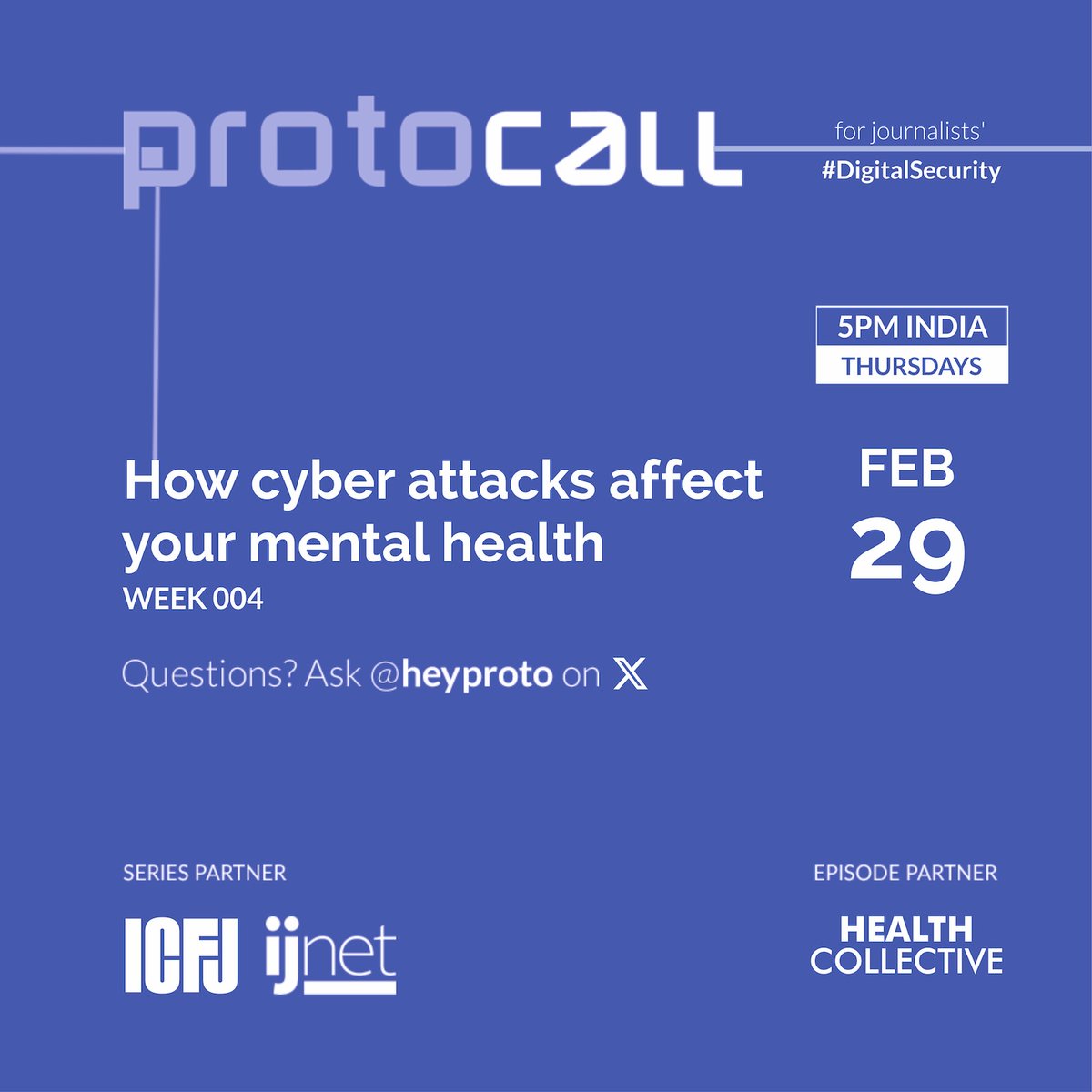 🔈Will be looking fwd to speaking about Mental health with journalists and <a href="/kamna_chhibber/">Dr. Kamna Chhibber</a> via <a href="/healthcollectif/">The Health Collective™️ (India)</a> for <a href="/heyproto/">PROTO</a> <a href="/ICFJ/">International Center for Journalists</a> next week #digitalsecurity #PROTOcall 

Register here: us06web.zoom.us/webinar/regist…