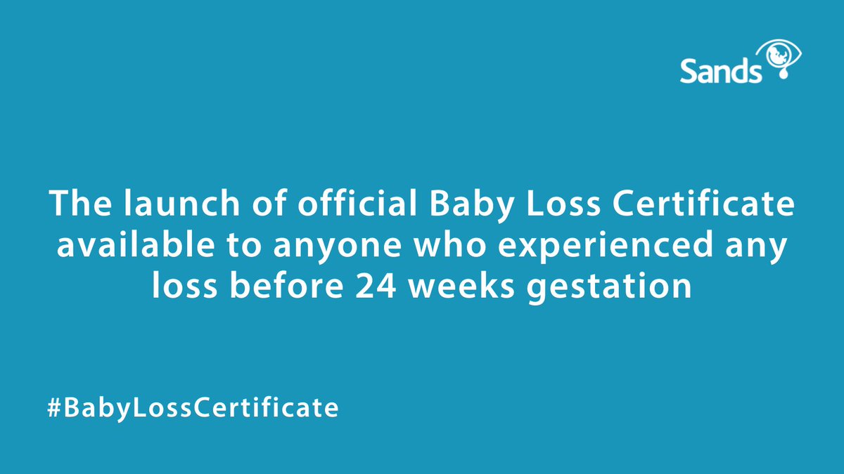 The Government in England @DHSCgovuk today launched their official Baby Loss Certificate. It is currently available to people who have experienced any loss before 24 weeks gestation, since 1 September 2018. Find out more ➡️ sands.org.uk/england-baby-l… We continue to offer our…