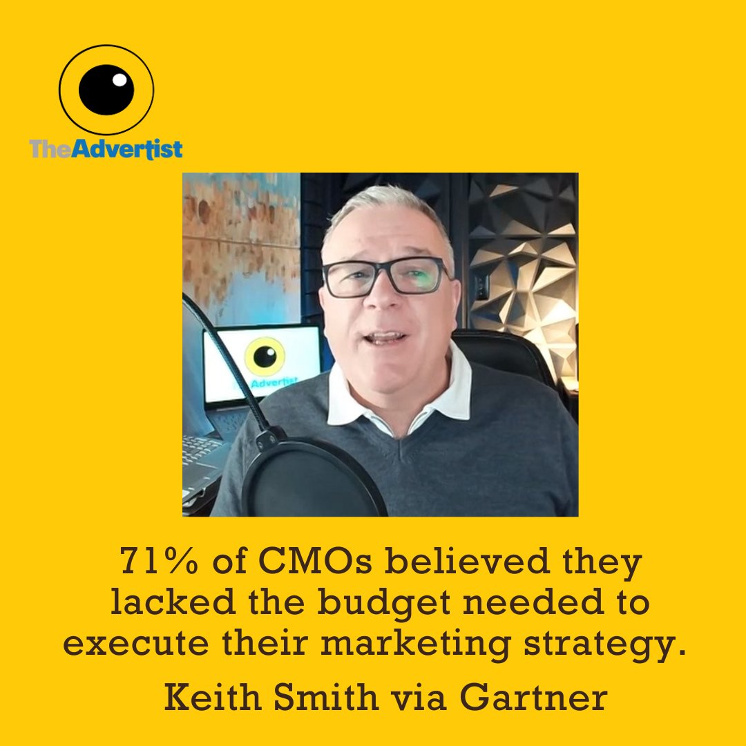 MayKingTea's tweet photo. According to Gartner, Keith from @TheAdvertist explains:
71% of CMOs believed they lacked the budget needed to execute their marketing strategy.
https://t.co/Gm6dd0VzPX
at @PRCA_HQ's Digging Ditches Workshop with @fuel_podcast
#PRCA #diggingditches #theadvertist https://t.co/Llq6Sp1eEL