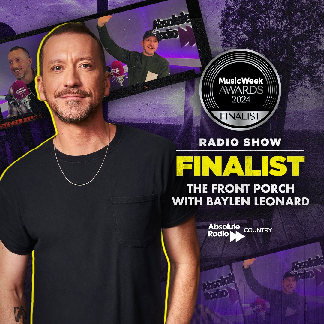 ARCountry's tweet photo. Congratulations to our very own @HeyBaylen, The Front Porch has been nominated for best Radio Show at the 2024 @MusicWeek Awards.

Listen to The Front Porch Sundays from 4pm on Absolute Radio Country. https://t.co/d35N9XJGZG