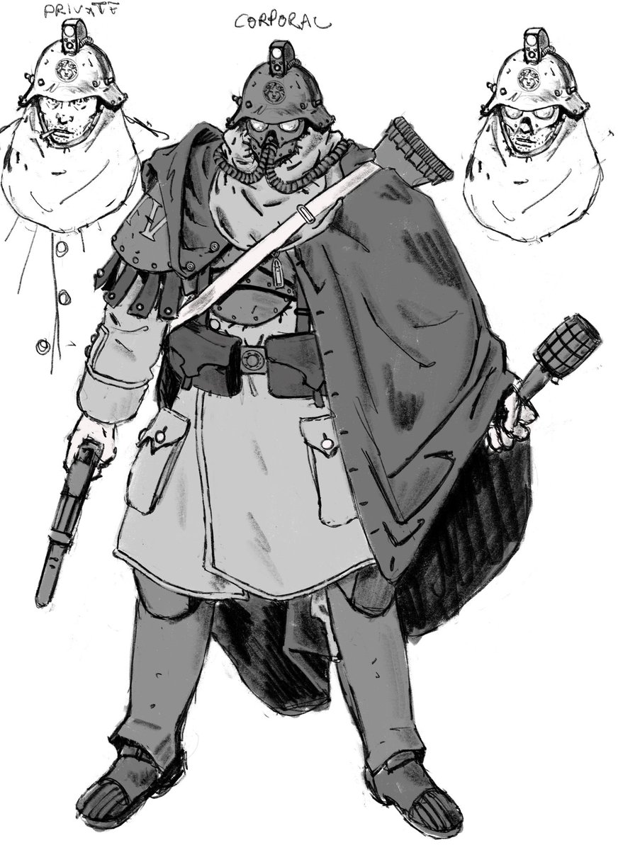 Warhammer 40k guardsman sketch. The emperor protects.