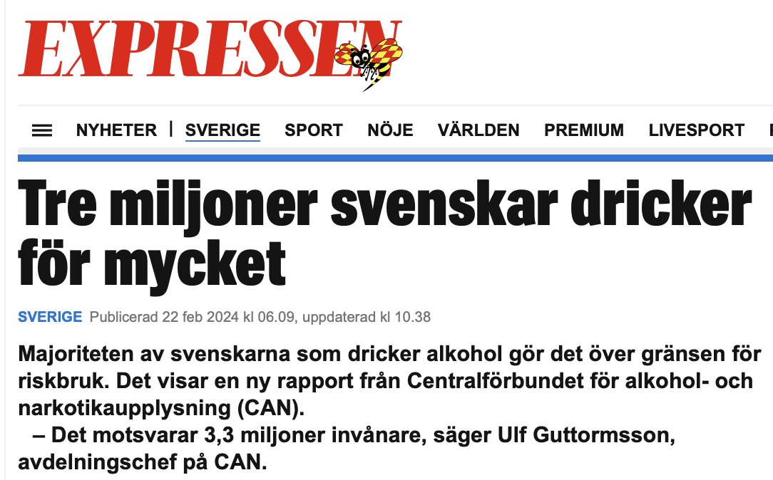Pfft. Sju miljoner svenskar dricker för lite