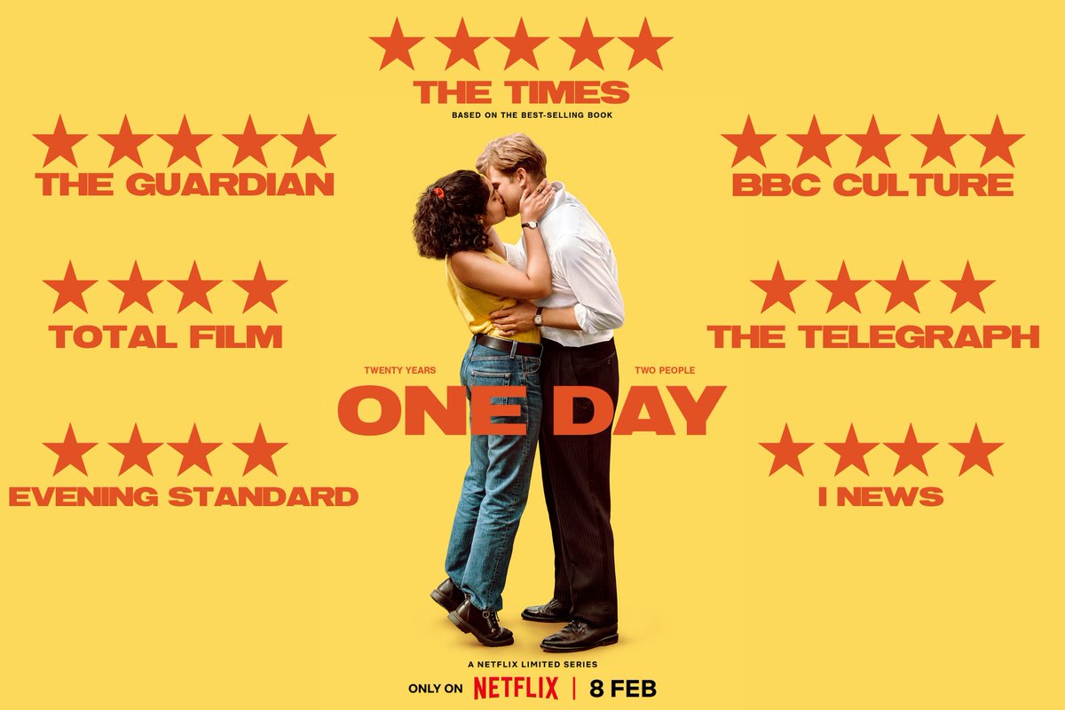 🛎️ The Reviews are in… 💛 Huge congratulations on reaching the No 1 spot on Global Netflix Viewing Figures 💛 #OneDay @DramaRepublic @netflix @DavidNWriter @mollyjmanners @Sheridancasting @jonnyweldon @SophCarmenJones @addyleese