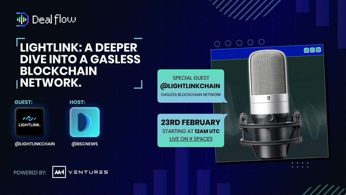 BSCNews's tweet image. 🔥Join the next #Dealflow AMA powered by @mhventures!

@LightLinkChain Co-founder @royhui will be discussing how their gasless blockchain network is revolutionizing DeFi, enhancing scalability, and ensuring instant transactions.

📆 23rd Feb, 12 AM UTC
🔗