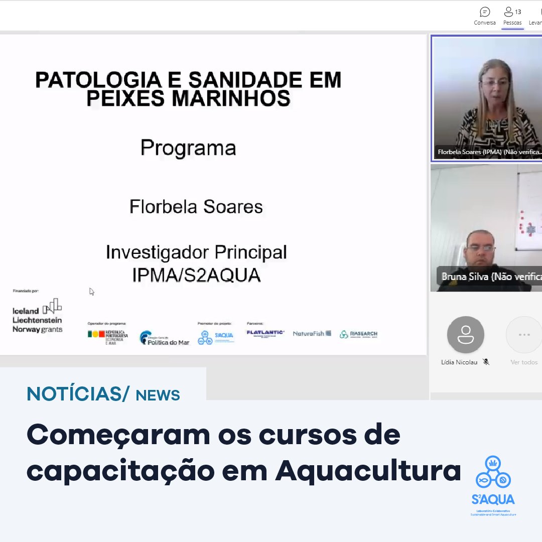 CAPTAQUA project launched the 'Course on Pathology and Health in Marine Fish' to train 20 S2AQUA partners' employees in aquaculture practices.
#aquacultura #S2AQUAcoLAB #captaqua #training #EEAGrants #EEAGrantsPT #CrescimentoAzul #BlueGrowth @EEAGrantsPT @DGPM_Portugal