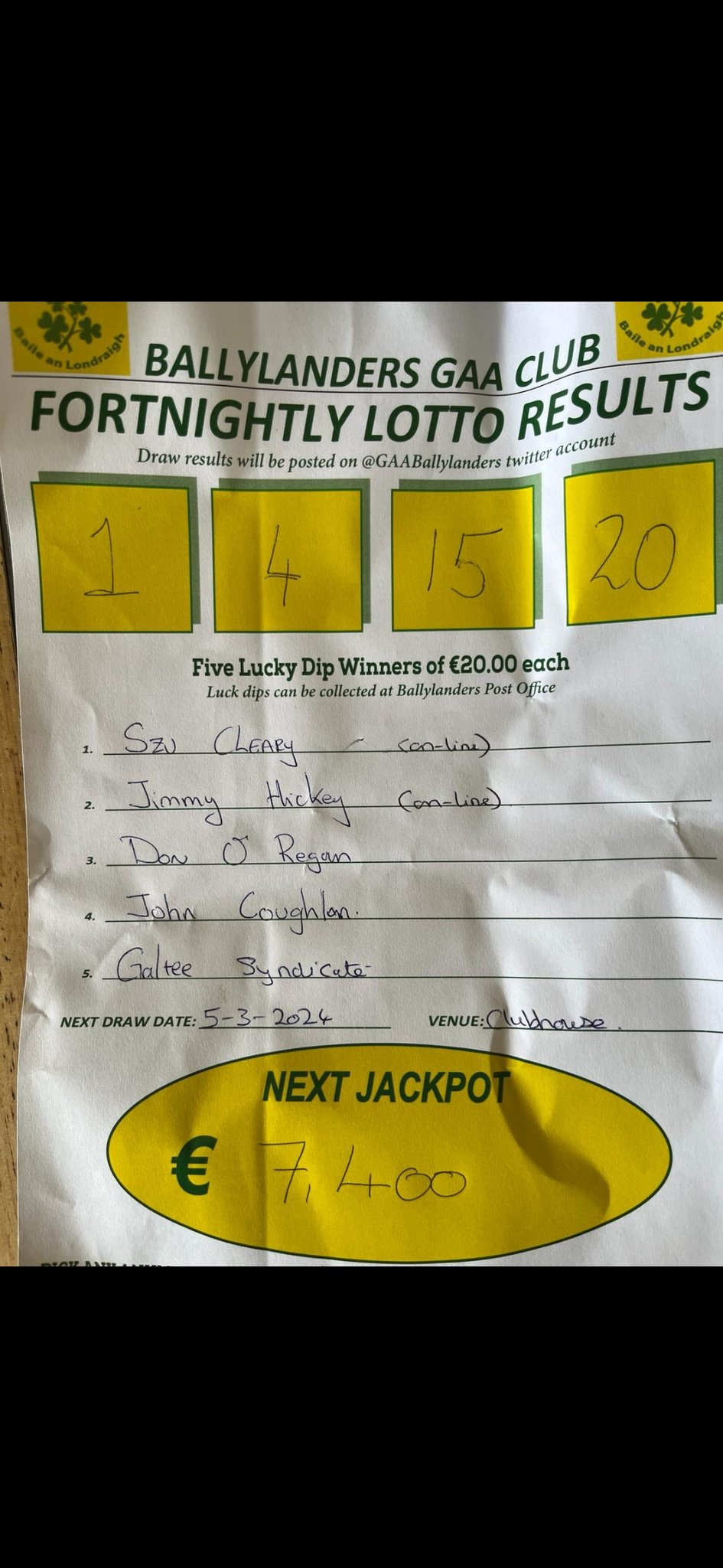 Lotto results online on twitter