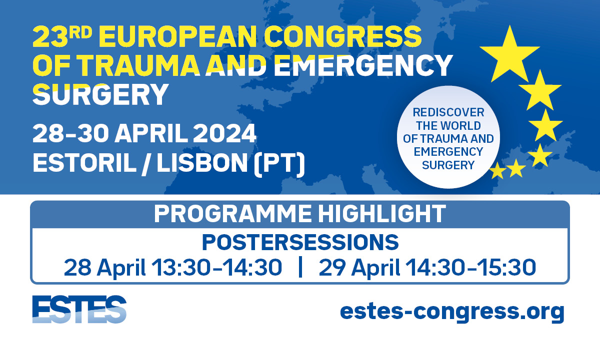 📣 Join us at the #ECTES2024 and discover a variety of abstracts in the poster sessions! All information can you find here: programme.conventus.de/en/ectes-2024/…
#ECTES2024 #ESTES #TraumaSurg #Surgery #emergency #rescuesurgery