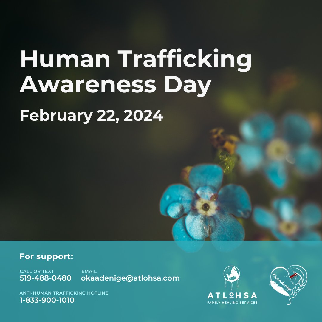 On #HumanTraffickingAwarenessDay, we at Atlohsa shine a light on its impact, especially on Indigenous communities. #MMIWG2S+ and trafficking are intertwined issues of systemic injustice. For support, contact 519-488-048, or the Anti-HT Hotline: 1-833-900-1010.