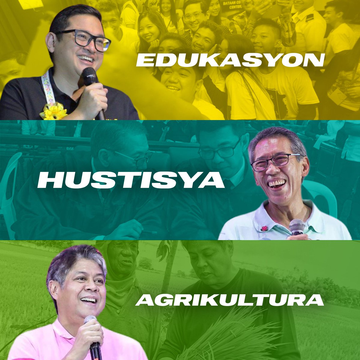 ronaldgem's tweet photo. Para sa edukasyon, hustisya, at agrikultura, Bam, Chel, at Kiko ang DAPat. https://t.co/Kd26hYuULE