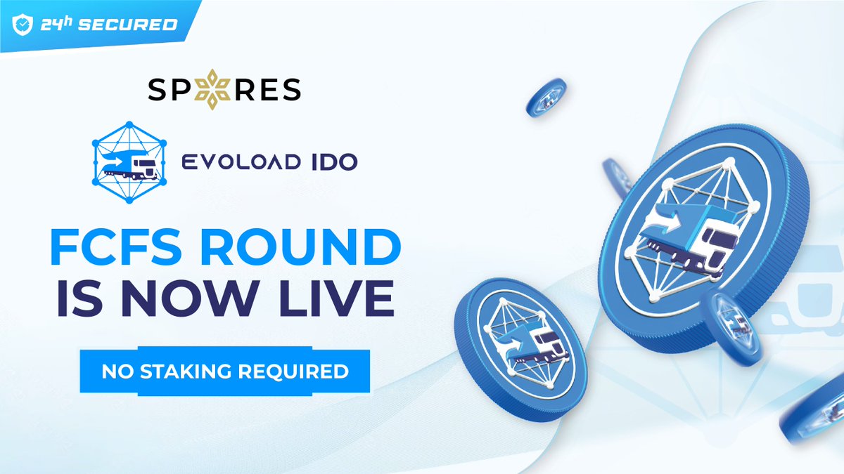 Spores_Network's tweet image. ⚡️ @evoload 𝗙𝗖𝗙𝗦 𝗥𝗢𝗨𝗡𝗗 𝗜𝗦 𝗡𝗢𝗪 𝗟𝗜𝗩𝗘!!!

NO STAKING REQUIRED ❌💰

➡️ JOIN NOW: launchpad.spores.app/ido/evoload-ido
⏰ END AT: 11 AM UTC, 23rd Feb

Unlock the Future of AI and Blockchain Logistics with Evoload🚀

#SporesLaunchpad #Evoload #IDO